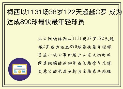 梅西以1131场38岁122天超越C罗 成为达成890球最快最年轻球员 梅西以1131场38岁122天超越C罗 成为达成890球最快最年轻球员